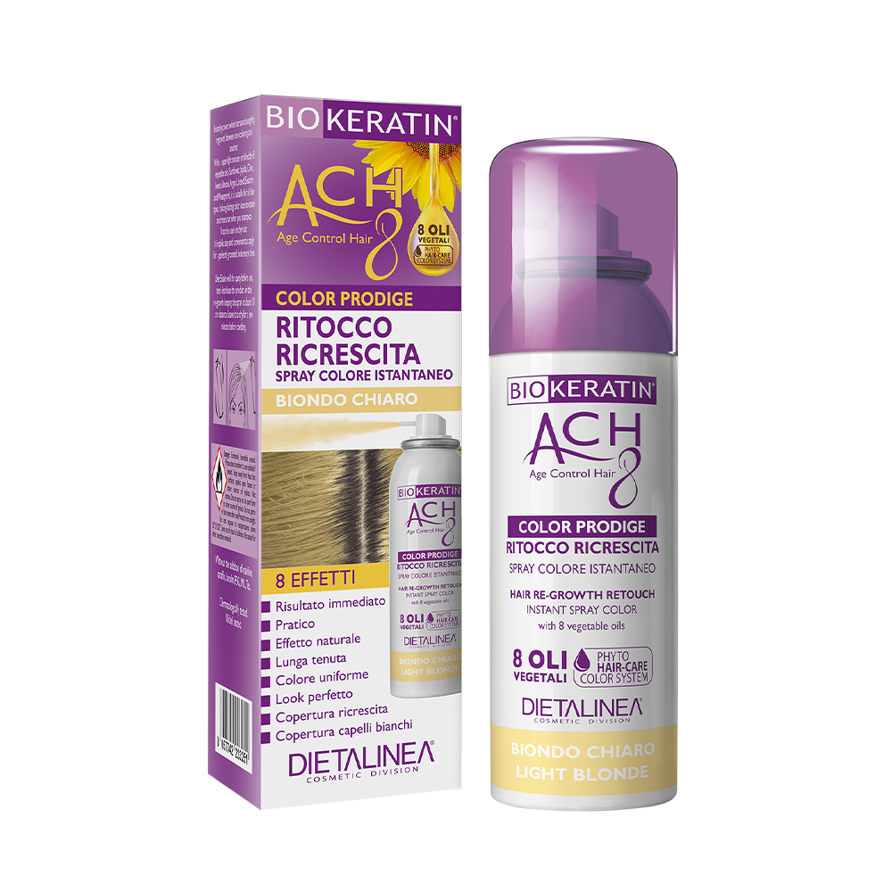 Ritocco Ricrescita Spray Biondo Chiaro Colorazione Capelli Biokeratin ACH8