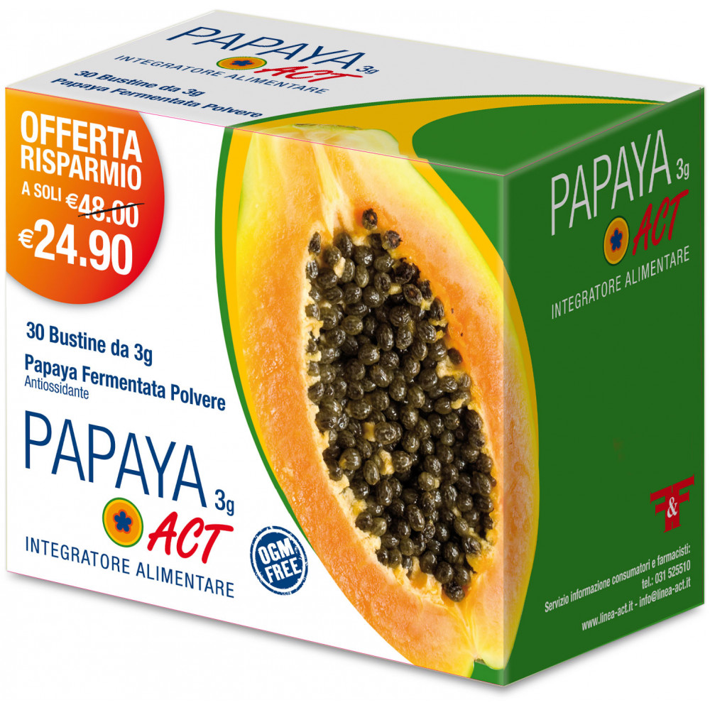 Papaya ACT 3g 30 Bustine Integratori alimentari ACT