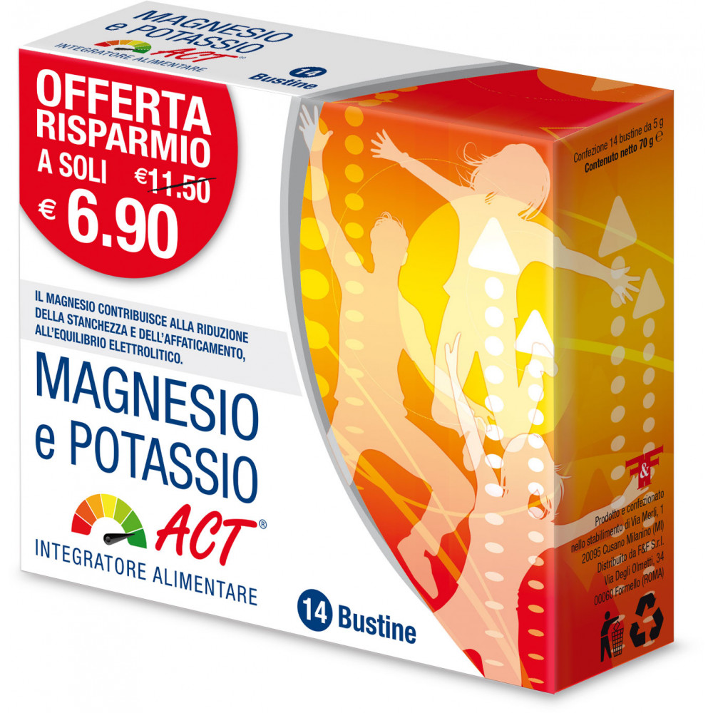 Magnesio e Potassio ACT 14 Bustine Integratori alimentari ACT