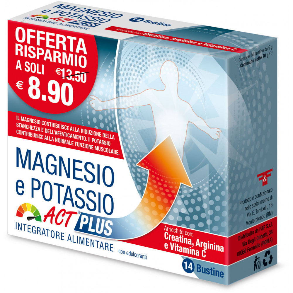 Magnesio e Potassio ACT Plus 14 Bustine Integratori alimentari ACT