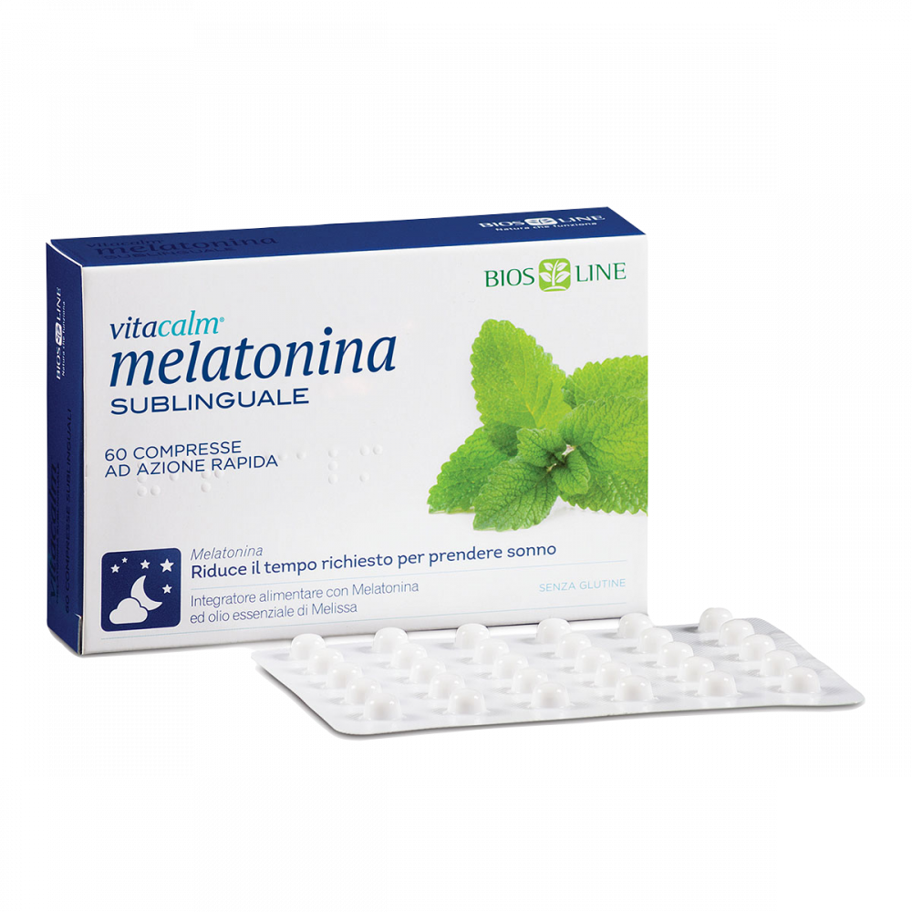 Biosline VitaCalm Melatonina Sublinguale 60 compresse Rilassamento e riposo notturno Bios Line