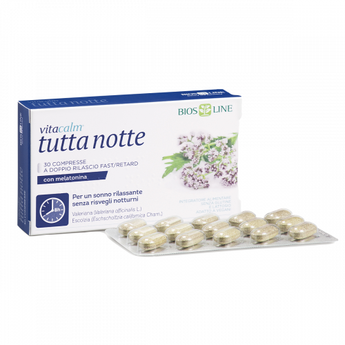 Biosline VitaCalm® Tutta Notte con Melatonina 30 compresse Rilassamento e riposo notturno Bios Line