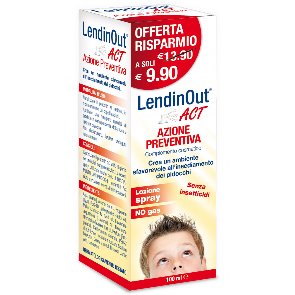 Lendinout ACT Azione Lozione Spray Preventiva Antipidocchi Home ACT