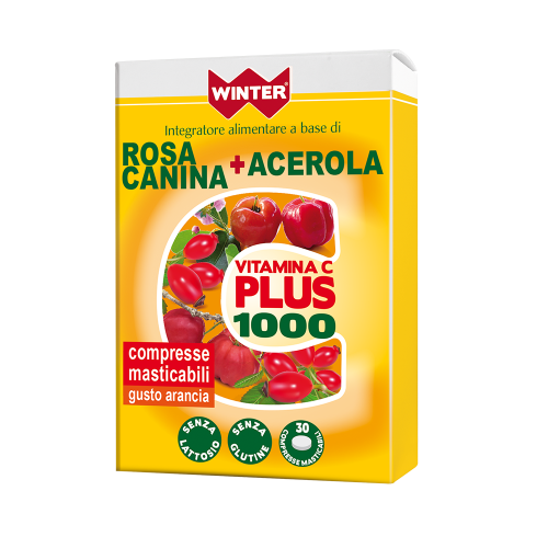 Vitamina C Plus 1000 Rosa Canina + Acerola Compresse Masticabili Vitamine e Minerali Winter