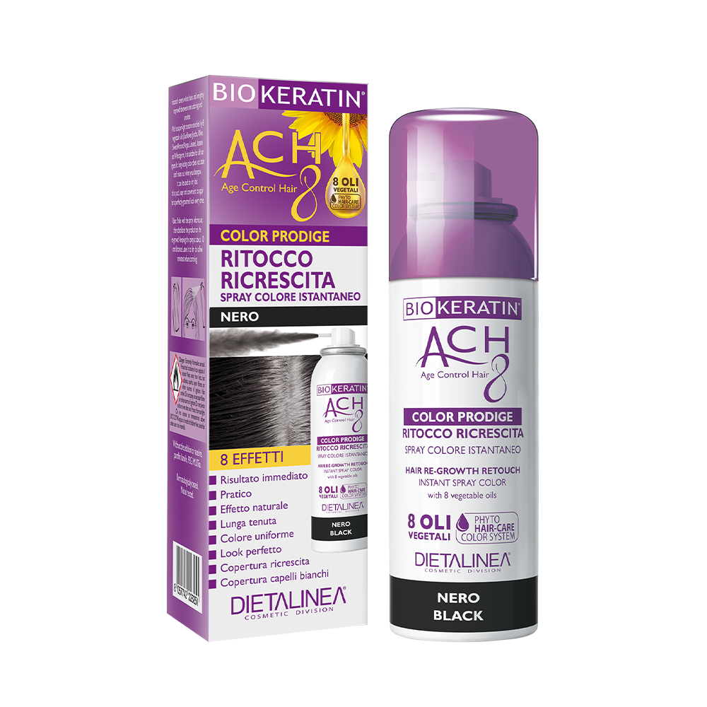 Biokeratin ACH8 Ritocco Ricrescita Spray Nero Colorazione Capelli Dietalinea