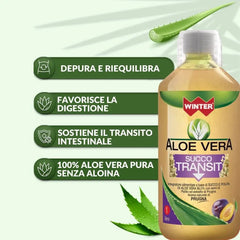 Winter - Aloe Vera da Bere Transit con Psillio e Prugna – Succo Naturale Senza Aloina