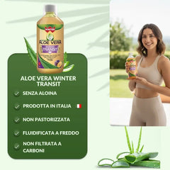 Winter - Aloe Vera da Bere Transit con Psillio e Prugna – Succo Naturale Senza Aloina