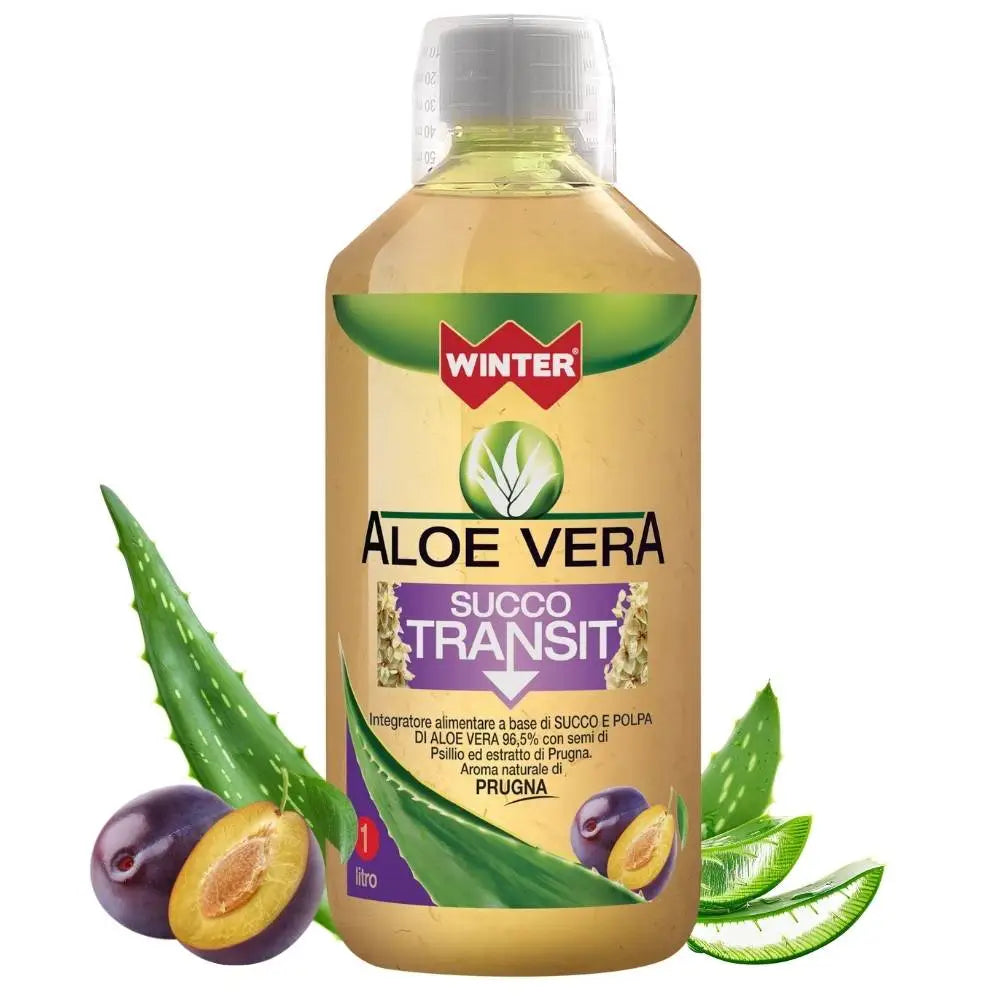 Winter - Aloe Vera da Bere Transit con Psillio e Prugna – Succo Naturale Senza Aloina